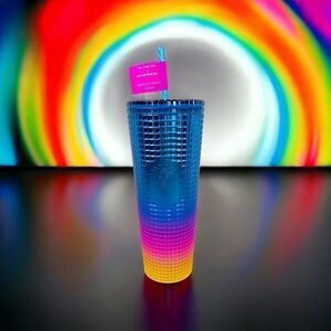 Starbucks Pride 2023 Tim Singleton Rainbow Grid Studded Tumbler Cold Cup 24OZ